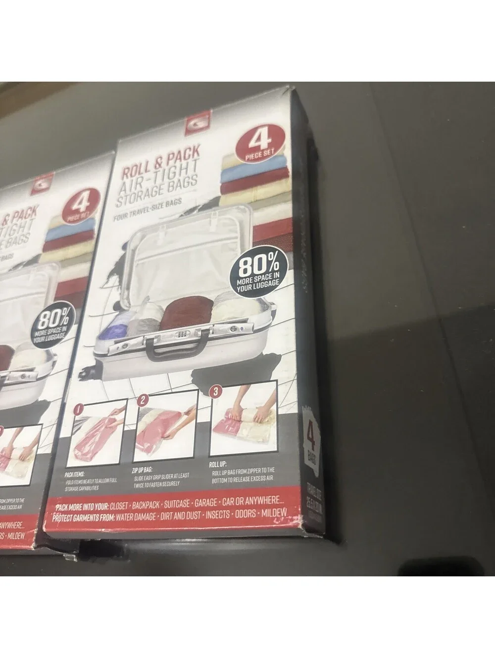 2x G-Force Roll & Pack Air-Tight Storage Travel Bags ~3 Piece Set (open box)